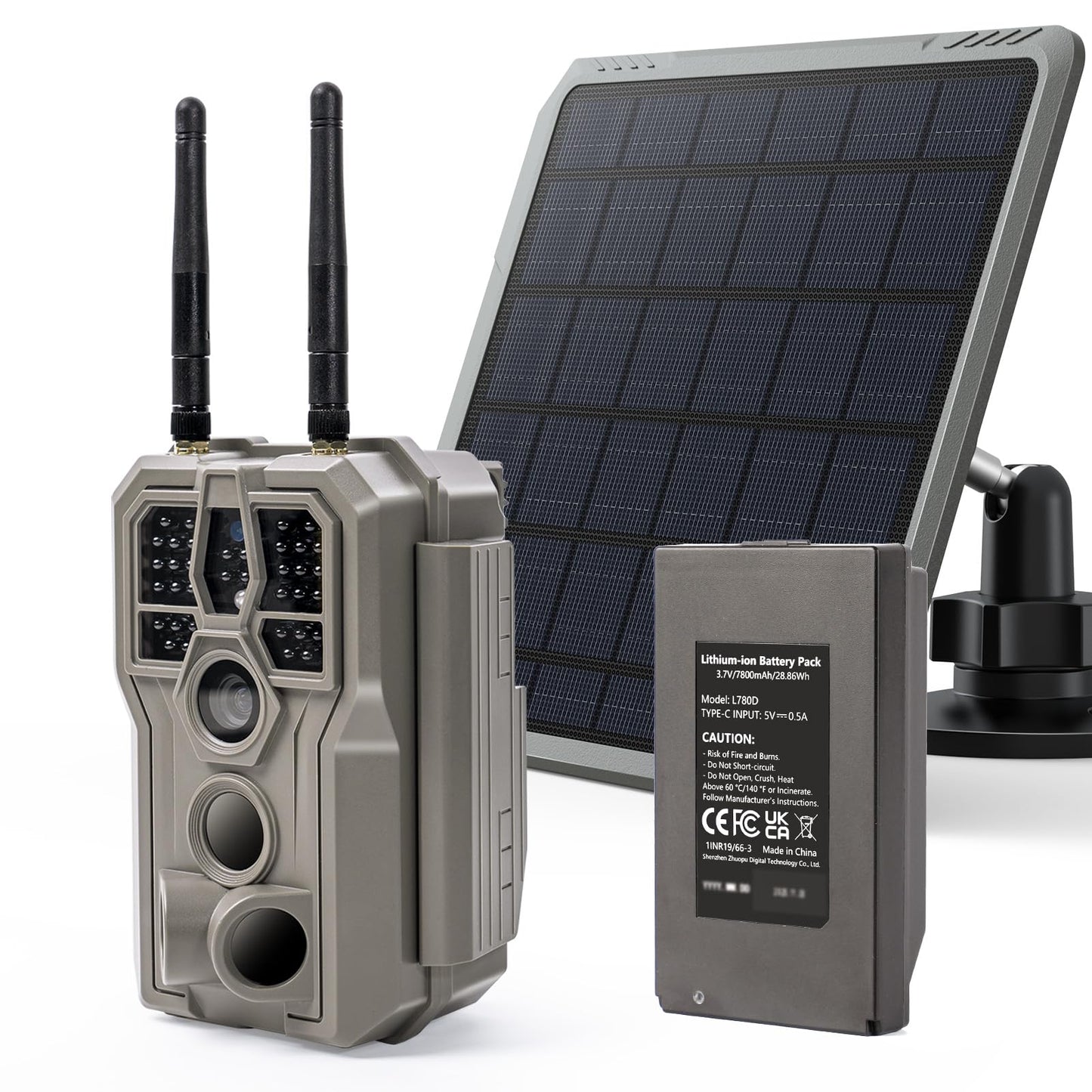 GardePro E8 2.0 Pro Solar WiFi Trail Camera (Non-Cellular), Dual Antennas, Stable Connection, 4K Video, Rechargeable Battery, On-Site Viewing, No-Glow Night Vision, Motion Activated