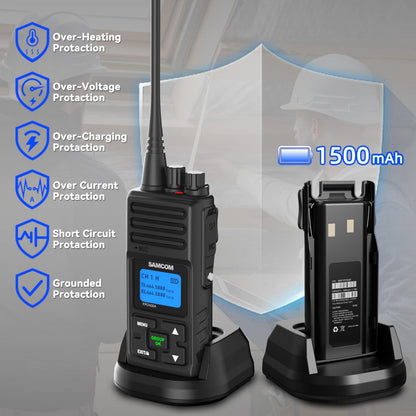 SAMCOM Two Way Radio with Shoulder Speaker Mic,5W High Power 2 Way Radios Long Range Walkie Talkie earpiece with mic for Adults Construction Site School Security(4 Pack)
