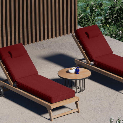 72 x 21 x 4 Inch Olefin Chaise Lounge Cushions, Lounge Chair Cushions with Headrest for Outdoor Furniture - Weather and Fade Resistant Patio Replacement Furniture Lounge Chair Cushion Set of 2