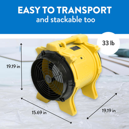 Dri-Eaz Vortex 1.0 HP Ventilation Fan (F174), Air Mover Blower Fan for Commercial and Residential Use