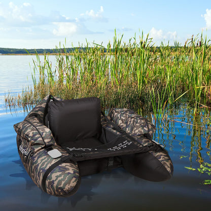 UNITACKLE Inflatable Float Tube, with Paddles, Fish Ruler, Air Pump, Storage Bag, Adjustable Shoulder Straps, Weight Capacity of 286 lbs, for Adults Fishing in Rivers and Lakes, Camo Military Green
