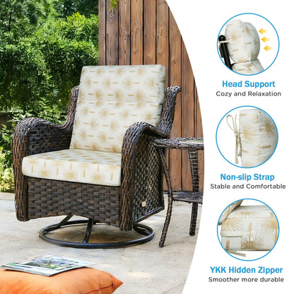 Supflourishia Outdoor Patio Chair Cushions 44x21x3.5 inch, Set of 2 Thicken Comfy Cushions for Rocker Non Slip Fade Shield Water Repellent High Back with Ties, Radiant Floral Brocade