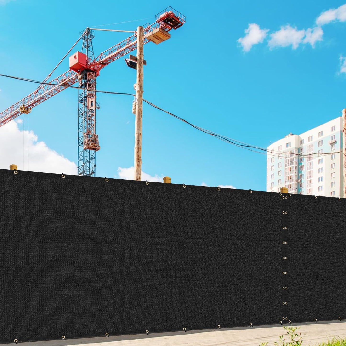 SHADEWIZ 7' x 50' Custom Size Black Privacy Screen Fence Cover Heavy Duty Fencing Mesh with Zip Tie for Deck, Patio, Backyard, Outdoor Pool, Porch, Railing - We Can Make Custom Sizes