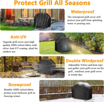 Aoretic BBQ Grill Cover - 58 Inch Waterproof & UV-Resistant for Weber, Char-Broil, Dyna-Glo