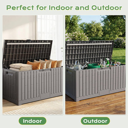 Jocoevol Deck Box 120 Gal, UV Resistant & Waterproof Outdoor Storage Box with Lock, Easy Assemble Storage Bins Container for Pool Patio Garden