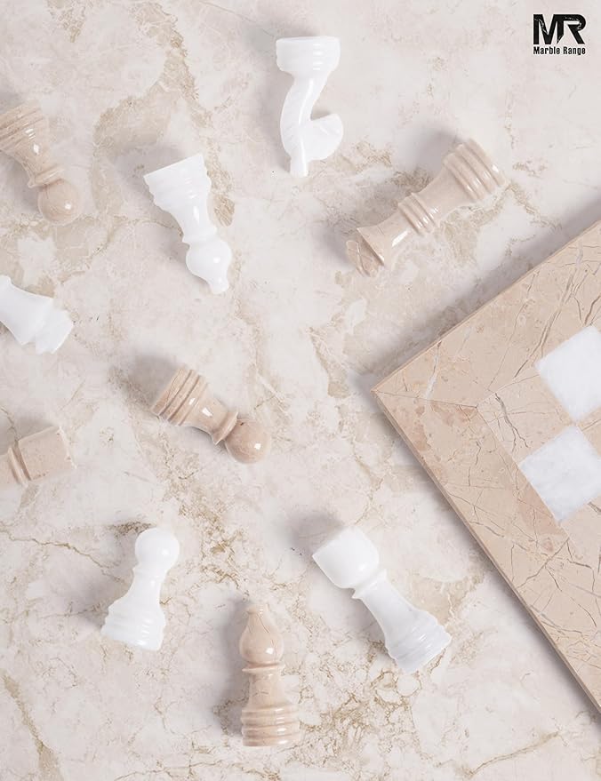 Marble Chess Set for Adults 12 Handmade Verona &amp White Board Game with 32 Chess Pieces 2 Extra Queens &amp Storage Box Luxury Travel Game Elegant for Home Decor