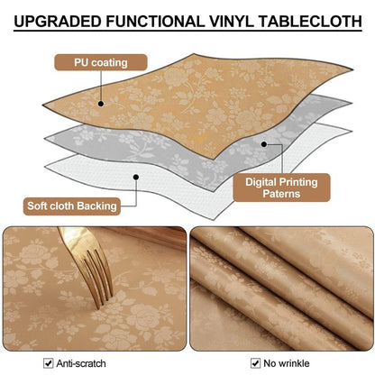 Smiry Round Table Cloth, Waterproof Heavy Duty Vinyl Tablecloths, Wipeable Washable Table Cover for Kitchen and Dining Room (Brown, 70" x 70")