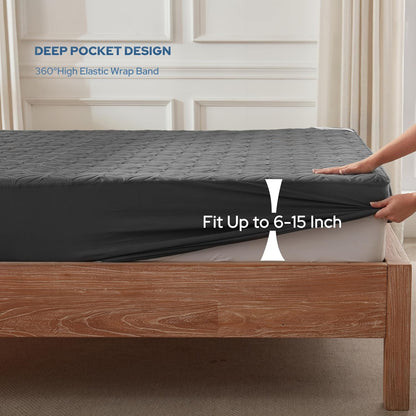 BEDLORE Waterproof Mattress Protector - Soft, Dirt-Proof Full Size Pad for Deep Pocket Beds (Gray)