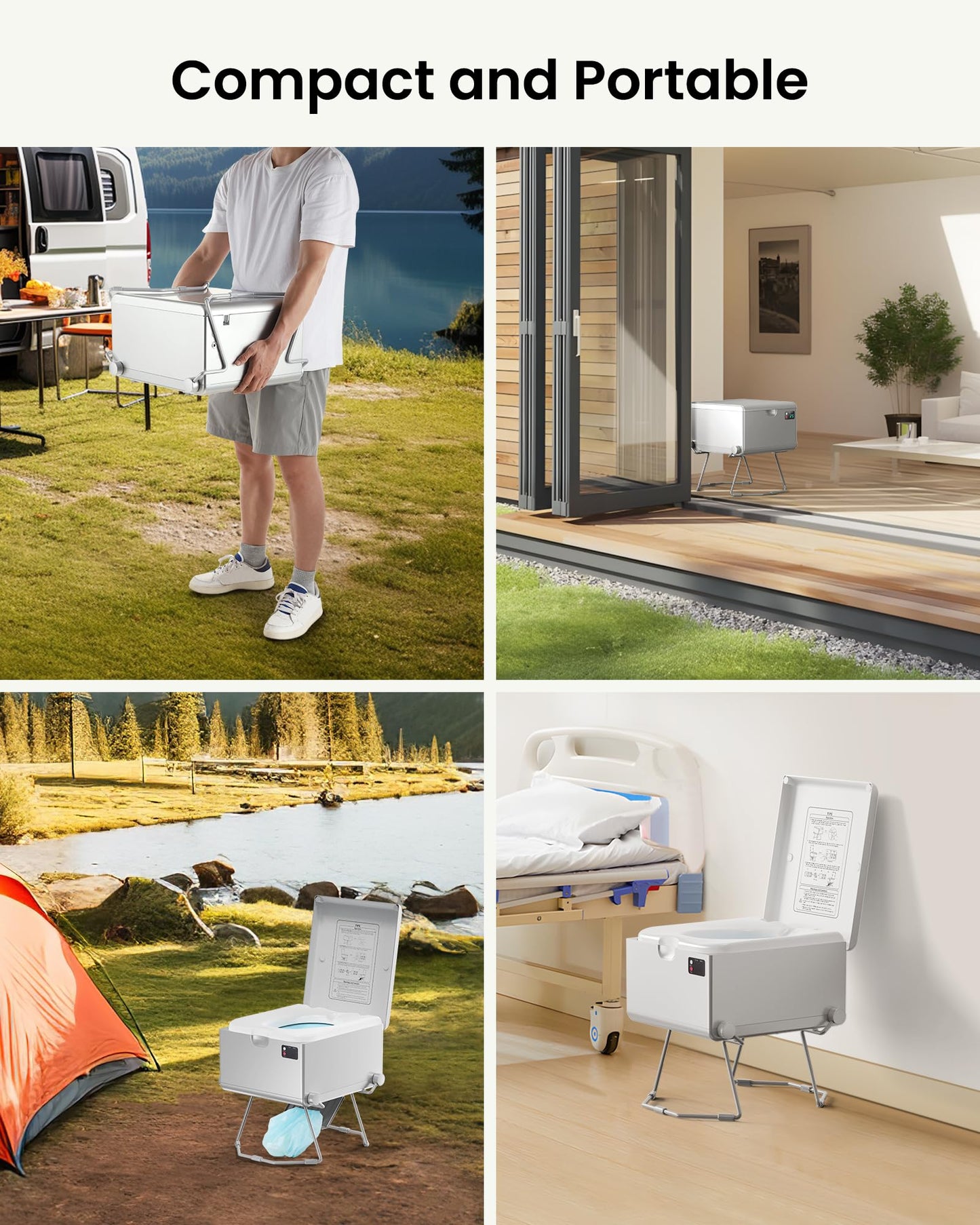 Modiwell Smart Dry Flush Toilet [Odorless, One-click Automatic Waste Disposal, Self Contained] Portable Waterless Toilet for RV, Car Travel, Vans, Boats, Tiny Homes, Campsite - Loo Seal Series