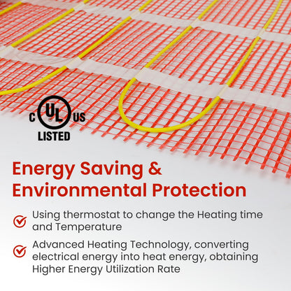 25 sqft HEATIT Warmmat Electric Radiant Self-adhesive Floor Heat Heating System & ET-72 Thermostat & Alarm Monitor