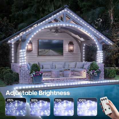 Soiarllt 100Ft 720 LED Rope Lights Outdoor Waterproof with Remote, 8 Modes and 4 Brightness Rope Lights for Outside, Garden, Patio, Pool, Bedroom, Party, Indoor Outdoor Decoration (Cool White)