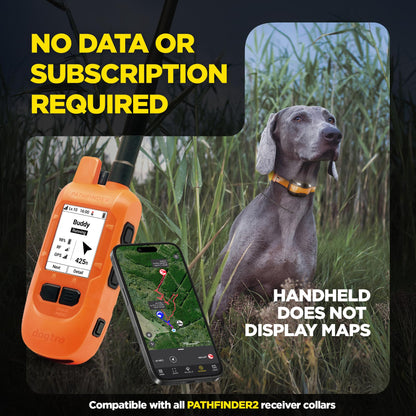 Dogtra PATHFINDER2 Compass Handheld Only - Live GPS Dog Tracking & Training E-Collar Remote (Requires Receiver), Built-in 2" LCD, No Subscription Required, 4 or 9-Mile Range, Expandable to 21 Dogs