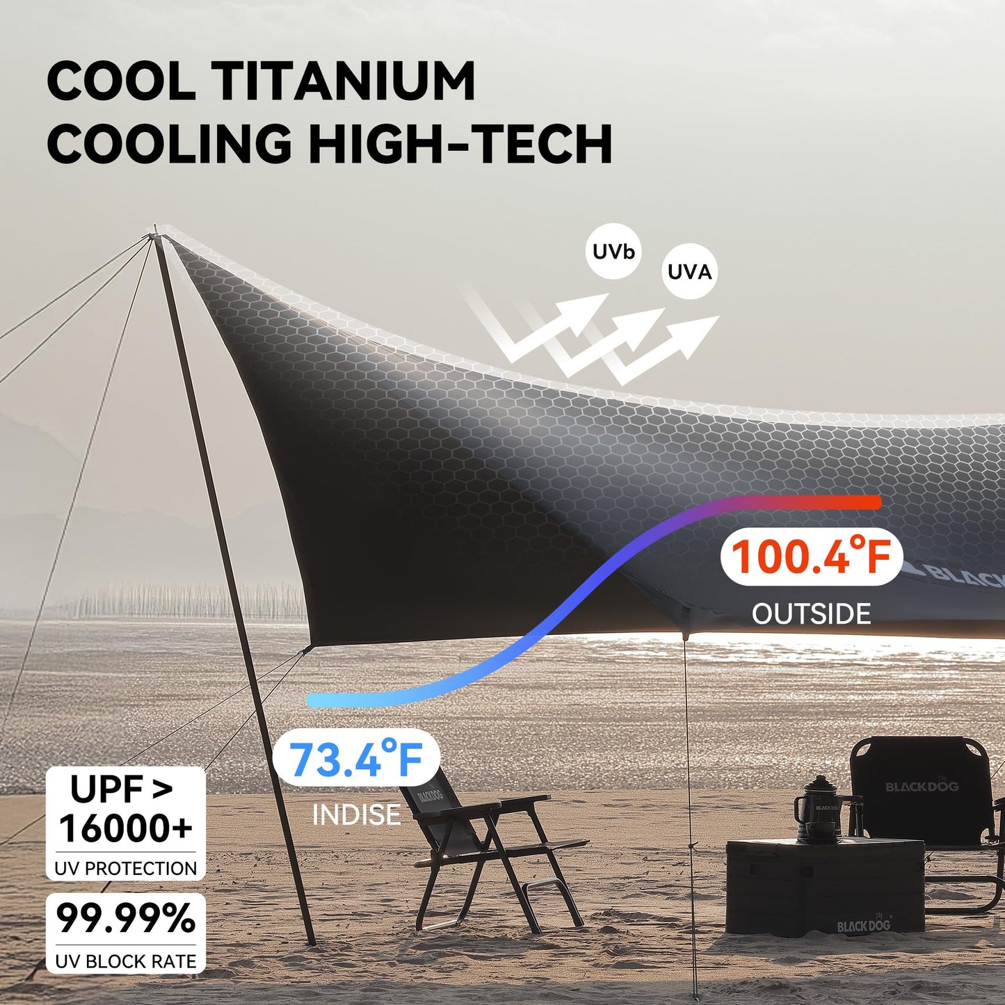 BlackDog Tent Tarp Hexagonal Arc-Shaped Canopy Star Curtain Crescent Moon