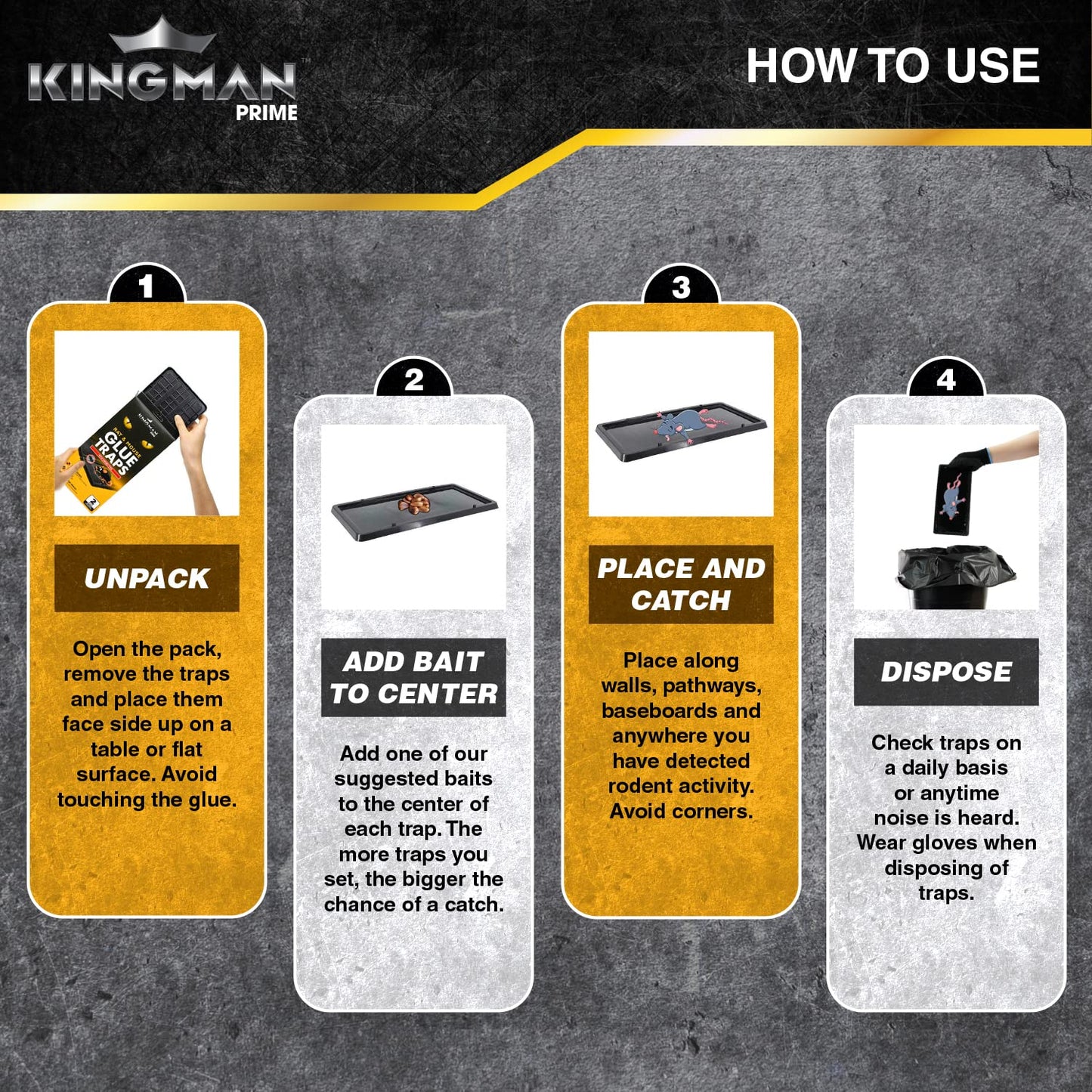 KINGMAN PRIME Rat Mouse Rodent Pest Glue Trap (Large Size) Tray Heavy Duty (96 Traps) with Connectors