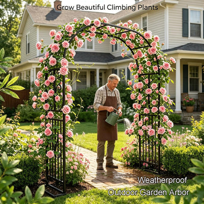 Garden Arch Metal Pergola Archway with Base, 86.5" 118" 134" 55" 71" Heavy Duty Steel Trellis for Climbing Plants, Outdoor Arbor for Wedding Backyard Lawn Pathway(Green-Diamond,55" W x 86.6" H)