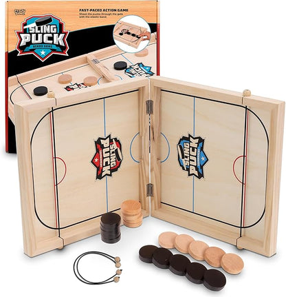 Fast Sling Puck Game - Super Winner Slingshot Puck Board Game - Sling It Shot 2 Player Hockey Table for Kids Teen and Adults - Christmas Indoor Family Tabletop Games