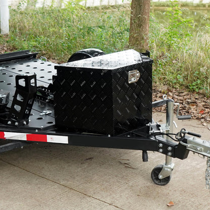 VEVOR Trailer Tongue Box, Heavy Duty Trailer Tongue Tool Box Storage Organizer with Lock & Keys, Utility Tool Chest for Pickup Truck Bed, RV, SUV, Off-Road Vehicle, Aluminum, 29" x 16.2" x 18", Black