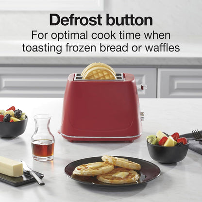 Proctor Silex 2-Slice Toaster - Bagel & Defrost Functions, 7 Shade Browning Control, Red