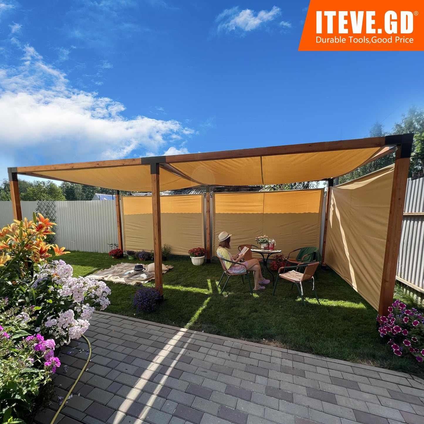ITEVE.GD 2Pack Pergola DIY Bracket Kits 6x6,4-Way Right Angle Corner Post Brackets for 6"x6"(Actual:5.5"x5.5") Wood Beams,Heavy Duty Metal Brackets for Outdoor Pavilion,Proch,Log Cabin