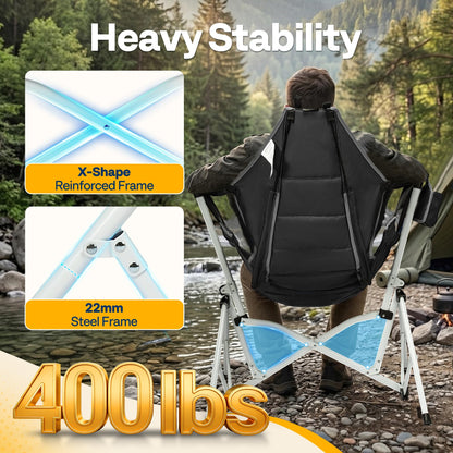 VIVOHOME Hammock Camping Chair, Portable Outdoor Swinging Rocking Chairs for Adults with Adjustable Pillow, Back and Height for Travelling, Backyard, Patio, Supports 400 lbs, 600D Breathable Mesh