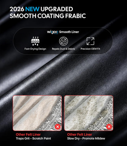 Wigoo Ford F150 F250 F350 F450 Truck Car Cover Accessories 2015-2026, Waterproof All Weather Outdoor Full Pickup Cover, Windproof UV Rain Snow Dust Protection, Door Zipper, Reflective Safety Strips