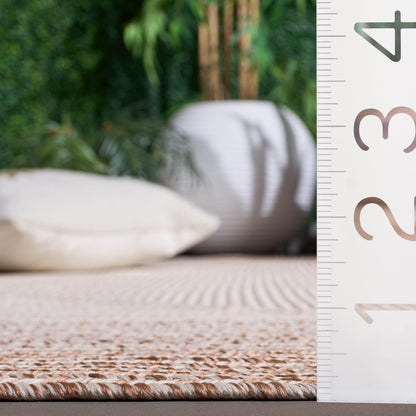 SAFAVIEH Washable Rug Outdoor Braided Collection - 6' x 8' Oval, Ivory & Beige, Handmade & Reversible, Non-Shedding & Easy to Clean, Ideal for Patio, Backyard, Mudroom (BRA283B)