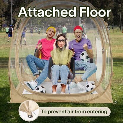 EighteenTek® Pop Up Weather Pod, Sport Pod with Attached Floor, 360° Clear View, UPF 50+ UV Protection, Waterproof All-Weather Instant Shelter for Sports Camping Fishing 70"x70"x63"H