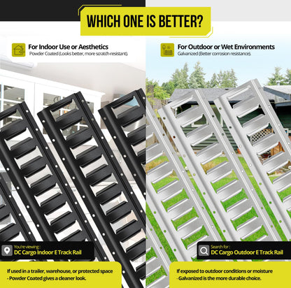 DC Cargo Mall 5' Long E Track Tie Down Rail (4 Pack) Powder Coated Steel Universal ETrack Tiedown System Kit - Easy Safe Secure Bolt on Socket System for Cargo on Pickups, Trucks, Trailer Tie, Vans