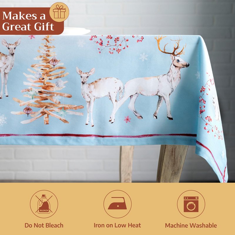Maison d' Hermine Table Cloth Rectangle Table 100% Cotton 70 x 120 Inches Fall Tablecloth Reusable Everyday Use for Thanksgiving Christmas Decorations Dining Farmhouse Party (Fairy Tale Forest)