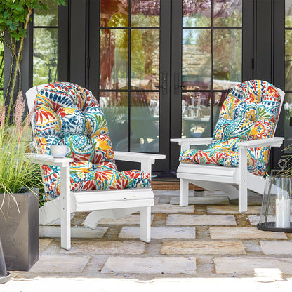TWLEAR Indoor/Outdoor Adirondack Chair Cushions 44 x 19 x 4 Inch, Tufted Outdoor Rocking Chair Cushion, Anti-Slip High Back Patio Chair Cushions, Set of 2, Paisley Multi