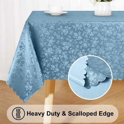 Smiry Rectangle Table Cloth, Waterproof Heavy Duty Vinyl Tablecloths, Wipeable Washable Table Cover for Kitchen and Dining Room (Stone Blue, 70" X 108")