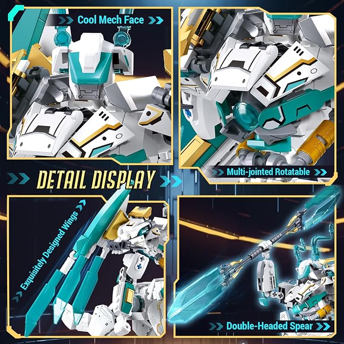 Mech Building Sets 2 in 1 Transforming Dragon Warrior Building Toys for Adult and Kids Age 8 9 10 11 12 Compatible with Lego Mech Set 731 PCS