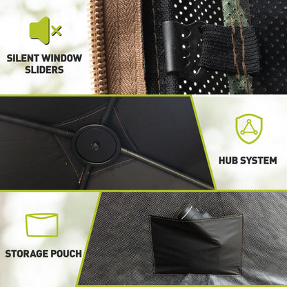 Mionovity Hunting Blind, 360° See Through Ground Blind for Turkey Hunting, Turkey Ground Blind, Hunting Blind for Turkey & Deer, 2-3 Person Pop Up Portable Camouflage Tent with Carrying Bag