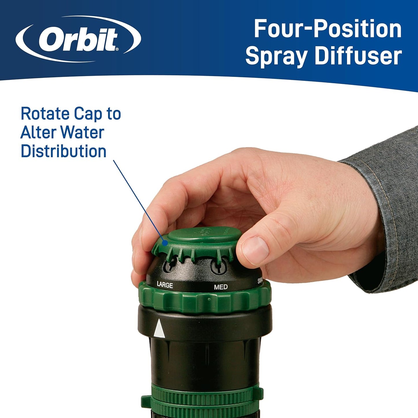Orbit H2O-Six Gear-Drive Sprinkler - Customizable Lawn Watering Coverage | Durable Metal T-Spike Design - 58573
