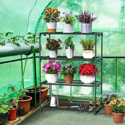 Ohuhu Portable Lean to Greenhouse with 3 Pack Plant Shelves, White