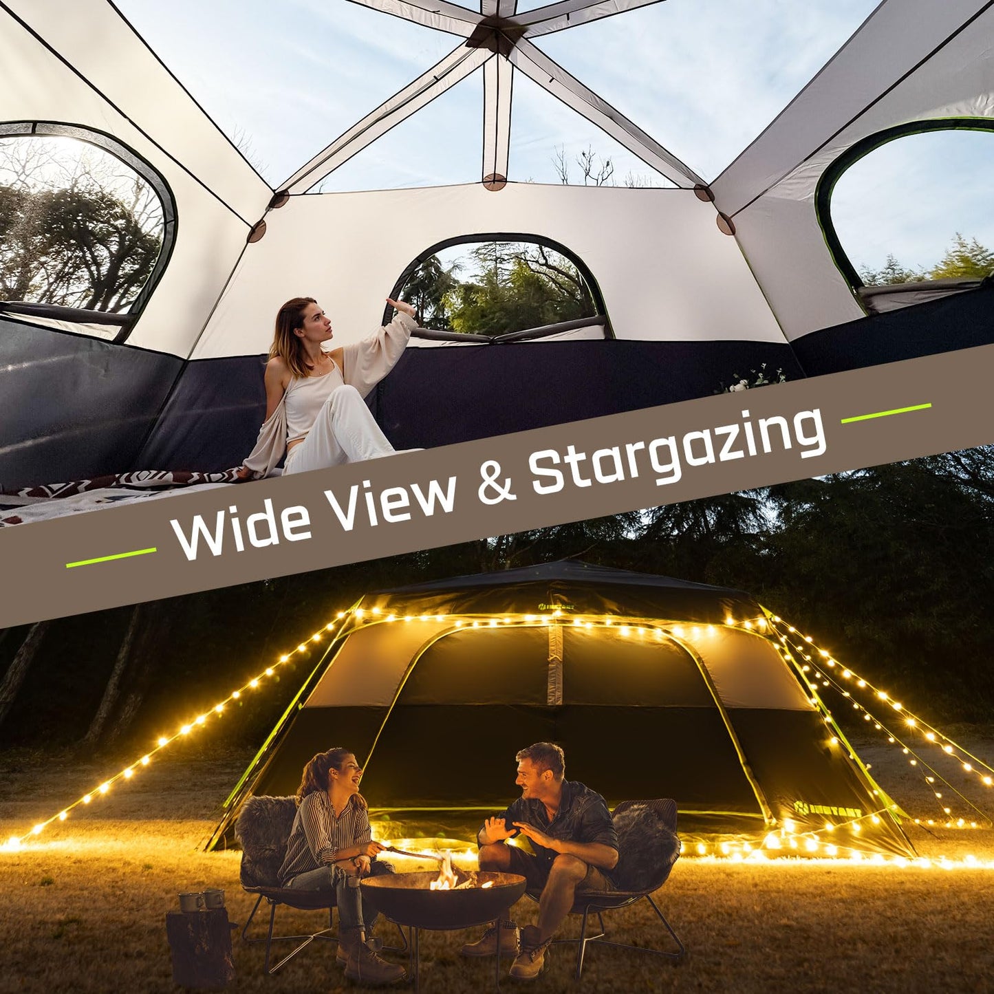 HINSTANT 4/6/8/10 Person Instant Tent, Waterproof Pop Up Tents for Camping with Rainfly, 60 Seconds Easy Setup, Automatic Cabin Tent for Family Camping with Expandable Carry Bag & Upgraded Ventilation