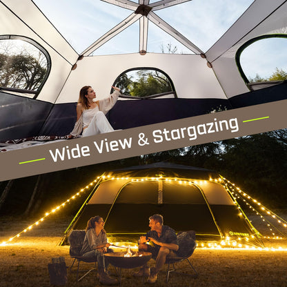 HINSTANT 4/6/8/10 Person Instant Tent, Waterproof Pop Up Tents for Camping with Rainfly, 60 Seconds Easy Setup, Automatic Cabin Tent for Family Camping with Expandable Carry Bag & Upgraded Ventilation