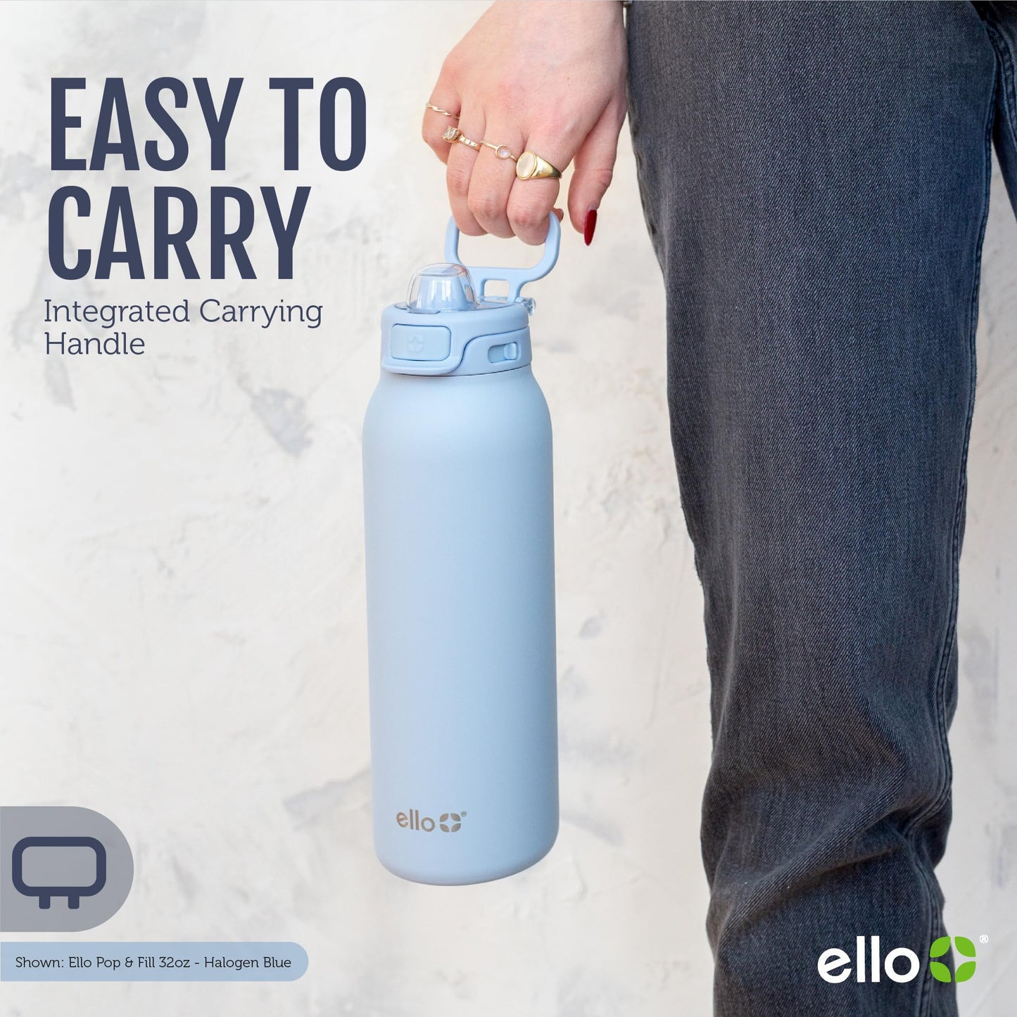 Ello Pop & Fill 22oz Stainless Steel Water Bottle with Quick Fill Technology, Double Walled and Vacuum Insulated Metal, Leak Proof Locking Lid, Sip and Chug, Reusable, BPA Free, Aurora (Pack of 6)