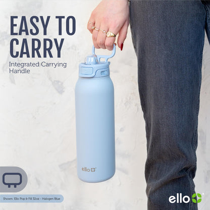 Ello Pop & Fill 22oz Stainless Steel Water Bottle with Quick Fill Technology, Double Walled and Vacuum Insulated Metal, Leak Proof Locking Lid, Sip and Chug, Reusable, BPA Free, Aurora (Pack of 6)