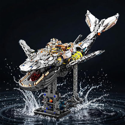 Mechanical Whale Building Set Sea Animal Building Block Toy Movable Ocean Animal with Display Stand Home Decor Gift for Adults Teens（1388PCS）