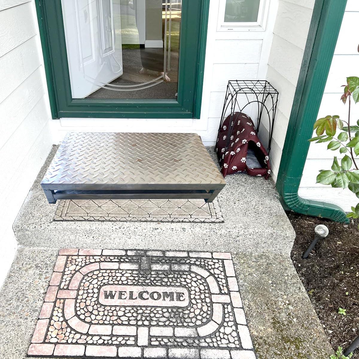 One Step Stool Platform, 304 Stainless Steel Outdoor Steps, Step Platform, Porch Step, for Bed, Stair, Bathroom, Kitchen, Garden (25'' L X 16'' W X 3.5'' H)