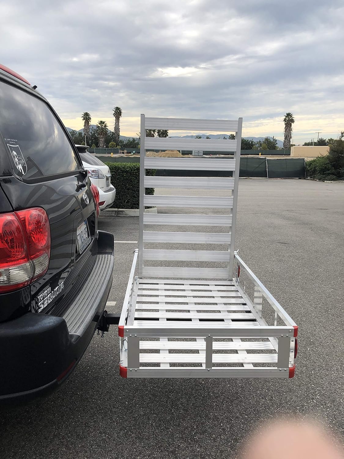 MaxxHaul 50945 Aluminum Hitch Mount Wheelchair/Mobility Carrier – 50" x 29.5" Cargo Basket with 47" Ramp – 500 lb Capacity – Fits RVs, Trucks, SUVs, Vans, Cars – Includes Hitch Tightener