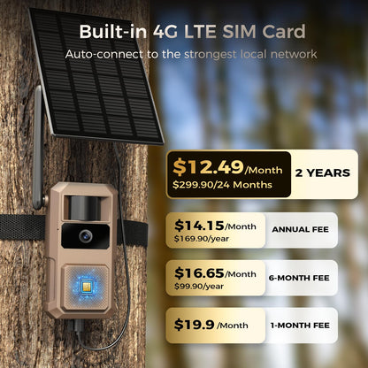 Loatos 48MP Trail Camera, AI Animal Detection Cellular Trail Camera 2K Live 4G LTE Built-in-SIM Real-Time Alert 0.1s Trigger Game Cameras with Night Vision Motion Activated Waterproof IP66 Trail Cam