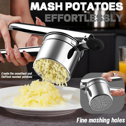 Skiennix 15oz Potato Ricer - Heavy Duty 18/8 Stainless Steel Masher for Baby Food & Spaetzle | Black
