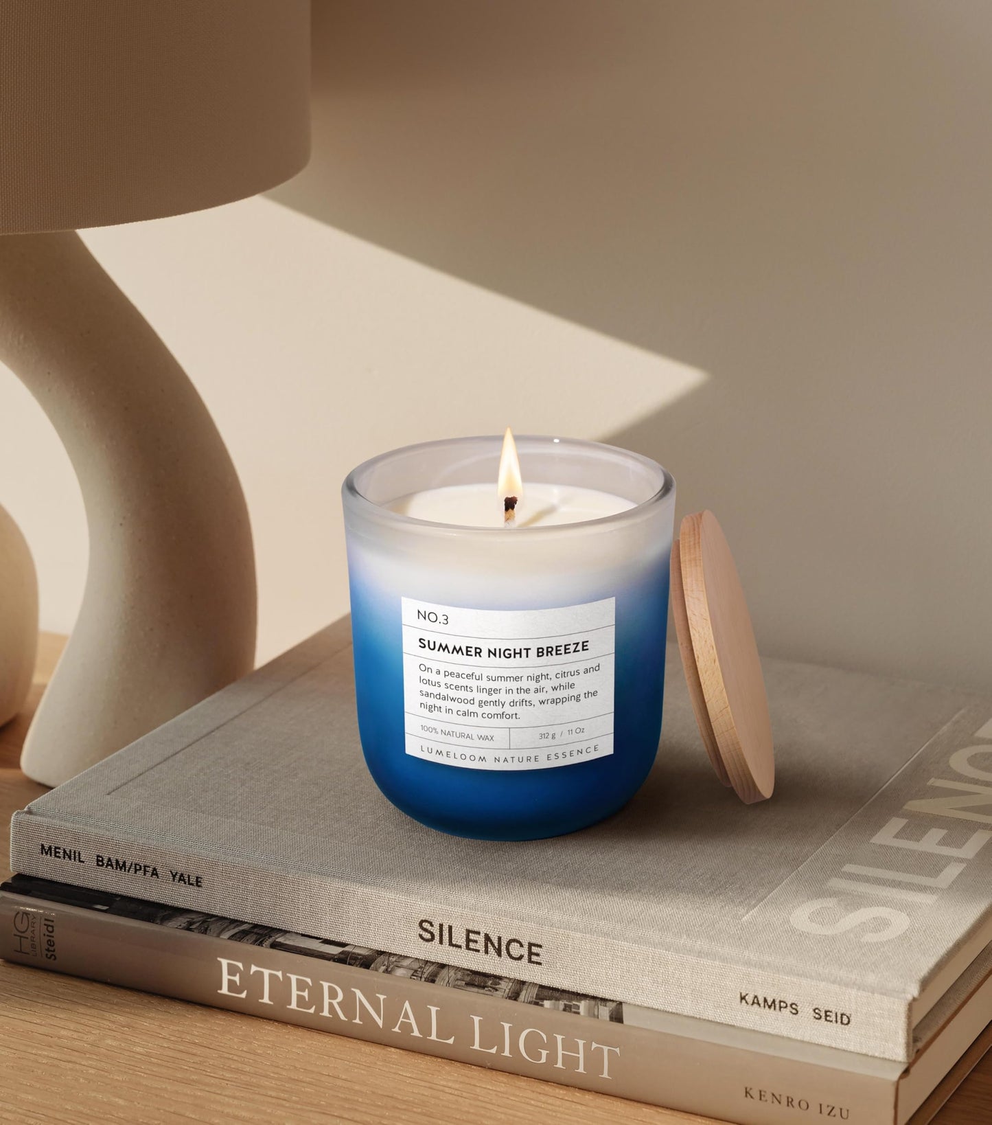 LUMELOOM Summer Night Breeze Scented Candle, 11oz Aromatherapy Soy Wax Candles for Home Scented, Fruits, Flower, Wood Scent, Long Burning Time, Gifts for Women, Men, Friend, Relaxation & Stress Relief