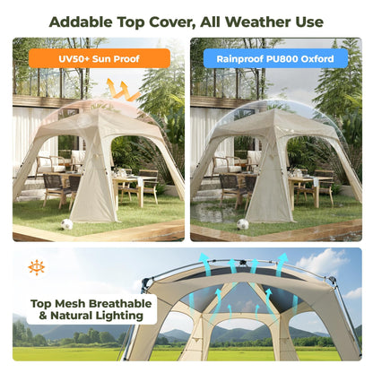 Alvantor 12' x 12' Pop Up Gazebo, All Weather 4-Season Instant Canopy Tent, UPF 50+ Waterproof Portable Pergola, Compatible with PVC/Mesh/Polyester Curtains for Patio Backyard Deck Garden Poolside