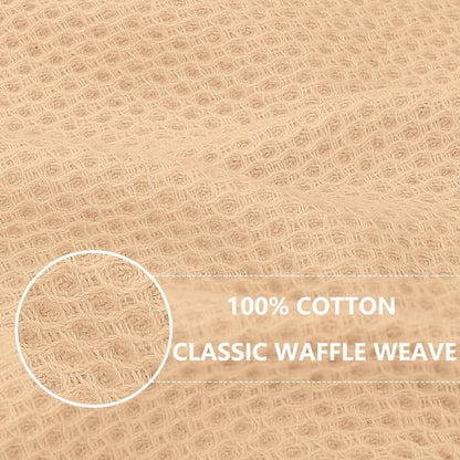 Homaxy 100% Cotton Waffle Weave Kitchen Dish Towels, Ultra Soft Absorbent Quick Drying Cleaning Towel, 13 x 28 Inches, 4-Pack, Apricot