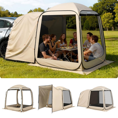 VEVOR SUV Tailgate Tent, 6 x 6 ft Pop-Up Screen House Canopy for 4–6 Person, Portable Screened Shelter with Carry Bag, for Car Camping, Backyard, Patio, Outdoor Activities