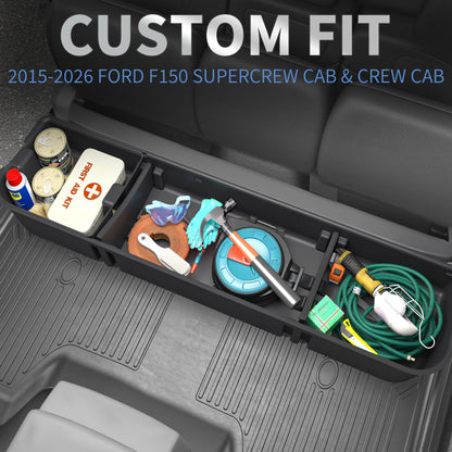 oEdRo Underseat Storage for Ford F150(2015-2026) SuperCrew/Crew Cab & F-250/350/450/550(2017-2026) Super Duty, Upgraded Rear F-150 Under Seat Storage Truck Organizer Tool Box