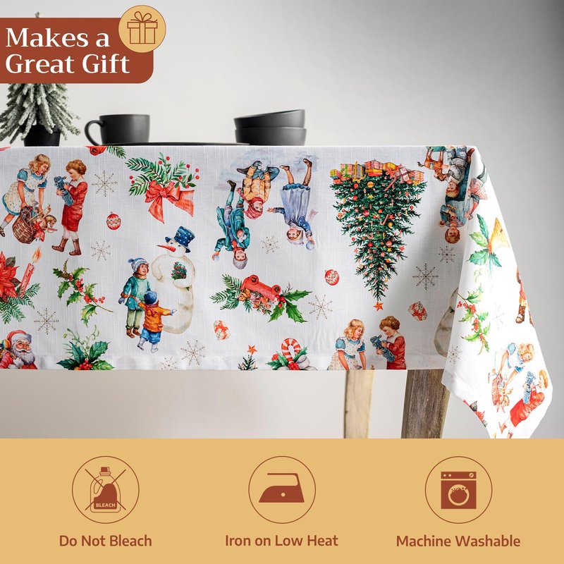 Maison d' Hermine Table Cloth Rectangle Table 100% Cotton 60 x 120 Inches Fall Tablecloth Reusable Everyday Use for Thanksgiving Christmas Decorations Dining Farmhouse Party (Chromo)